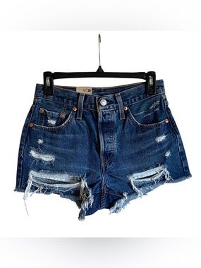 Women’s LEVIS 501 Denim Distressed Jeans Shorts Size 25 NWT